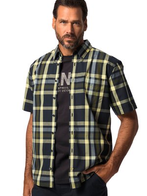 Short-sleeved-shirt-with-windowpane-check-pattern,-Modern-Fit-