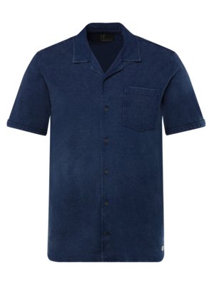 Short-sleeved shirt with breast pocket in a denim look 