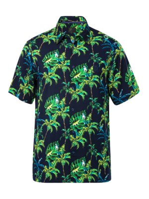 Koszula z krótkim rękawem z wiskozy z nadrukiem w palmy 