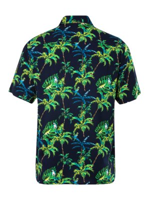 Short-sleeved-shirt-in-viscose-with-palm-print-