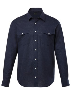 Shirt in a linen and cotton blend, Modern Fit 