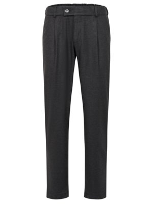 Jersey trousers with pepita pattern and trouser crease