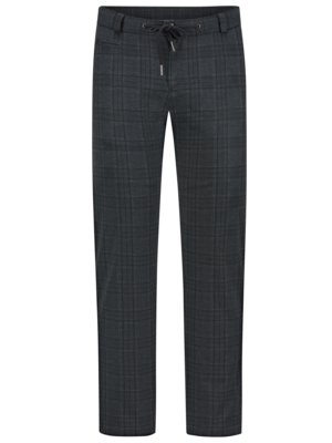 Jersey trousers with pepita pattern and trouser crease