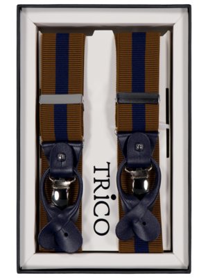 Suspenders with leather loops, striped 
