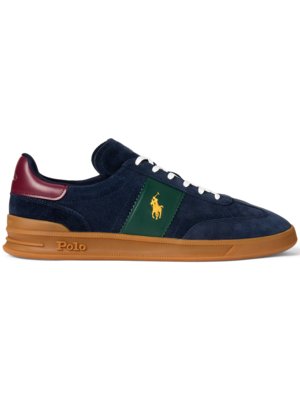 Suede sneakers with logo patch