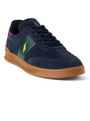 Suede sneakers with logo patch