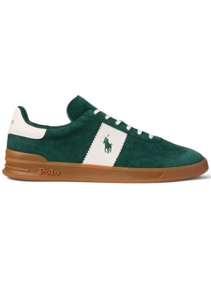 Vintage suede trainers with embroidered polo player