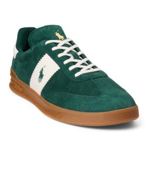 Vintage suede trainers with embroidered polo player