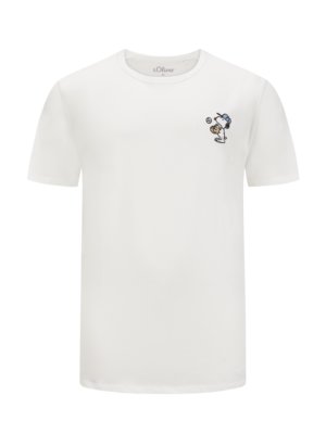 Heavy T-Shirt mit Snoopy-Stickerei und O-Neck