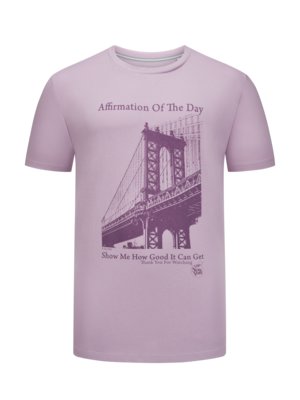 T-Shirt aus Baumwolle mit Brooklyn Bridge-Frontprint