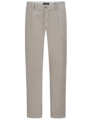 Corduroy broek van biokatoen met tailleplooien, tapered fit