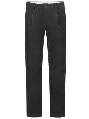 Cordhose aus Bio-Baumwolle mit Bundfalten, Tapered Fit