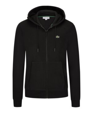 Sweatjacke mit Kapuze und Logo-Aufnäher, Classic Fit