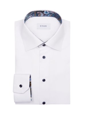 Single-colour shirt with decorative collar lining, Classic Fit