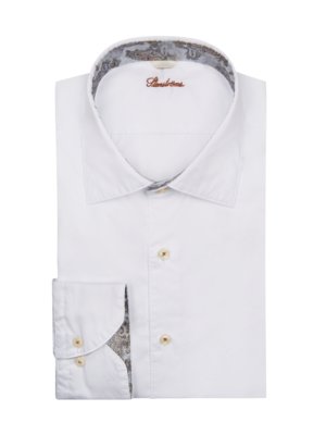 Twill-shirt-in-two-fold-super-cotton-fabric-with-decorative-collar-lining,-Comfort-Fit