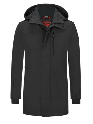 Functionele parka Traveller met logopatch en imitatiebontvoering