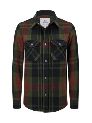 Overshirt with tartan pattern in a wool blend