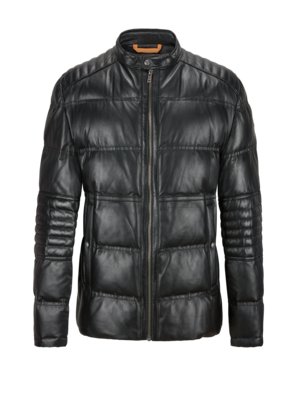 Wattierte Bikerjacke aus Nappaleder