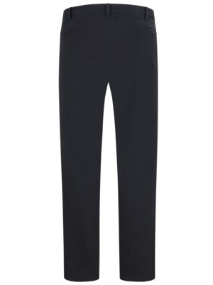 A pair of black men's trousers. The pants have a button and zipper closure, belt loops, and pockets. The trousers are straight-legged and are displayed on a white background. The back view is shown.