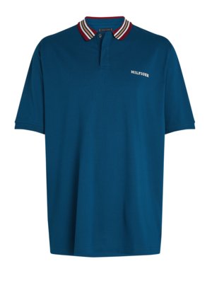 Polo shirt in piqué fabric with contrasting collar