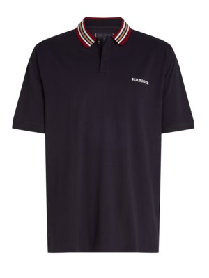 Polo shirt in piqué fabric with contrasting collar