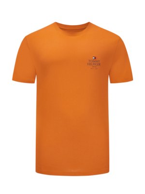 Unifarbenes T-Shirt mit Logo-Stickerei und Label-Schriftzug