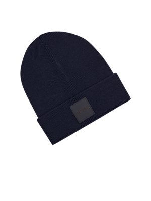 Hat in rib-knit fabric with logo emblem