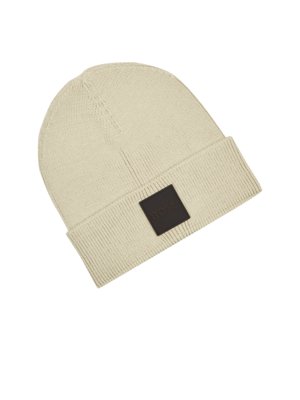 Hat in rib-knit fabric with logo emblem