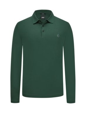 Long-sleeved polo shirt with logo emblem