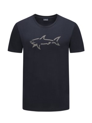 T-Shirt mit erhabenem Hai-Print