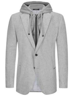 Blazer with subtle checked pattern and vest insert  