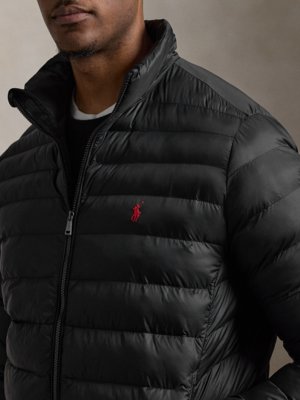 Lightweight quilted jacket with small embroidered polo rider