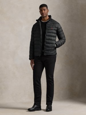 Lightweight quilted jacket with small embroidered polo rider