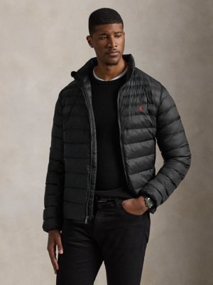 Lightweight quilted jacket with small embroidered polo rider