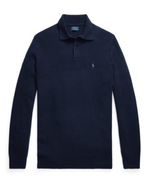 Long-sleeved polo shirt made of wool with cashmere content