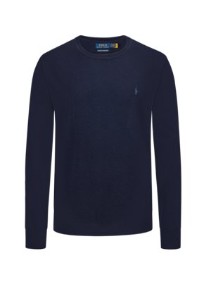 Lightweight sweater made of merino wool with embroidered polo player