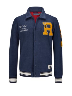 College jacket in fleece fabric with patches