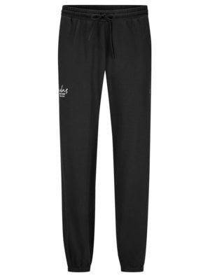 Jogging bottoms with tonal stripes and rubberised logo