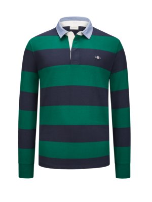 Rugby shirt with stripes and pinpoint collar