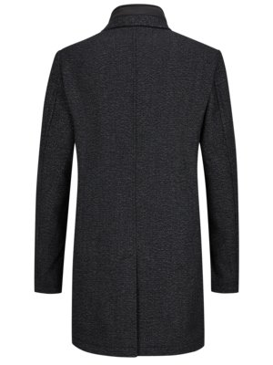 Wool coat with removable quilted yoke