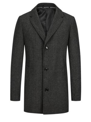 Wool coat with hood and removable yoke