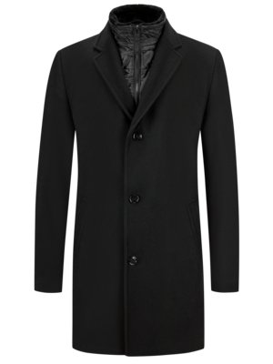 Wool coat with standing collar