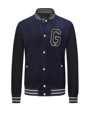 College jacket in corduroy fabric with logo patch