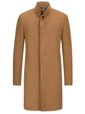 Wool coat with standing collar