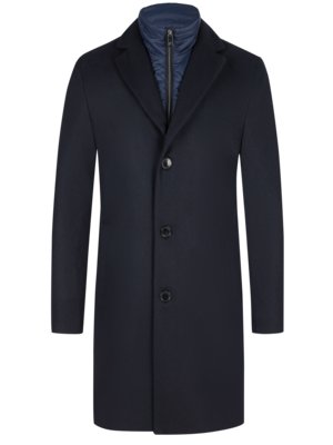 Short coat with removable quilted yoke