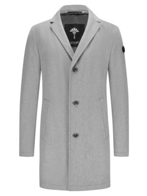 Wool coat with removable hooded yoke