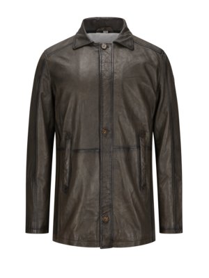 Leather jacket with removable yoke