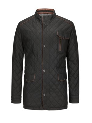 Padded lambskin leather jacket with diamond pattern