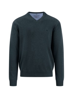 Sweater with V-neck and embroidered logo