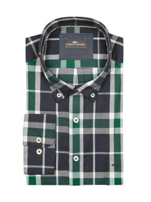 Check shirt with button-down collar